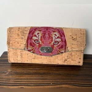 Handmade Cork Wallet with Tiger Fabric